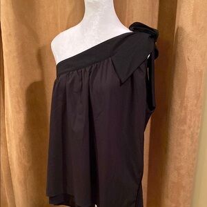 Black One-Shoulder Top with Bow Detail